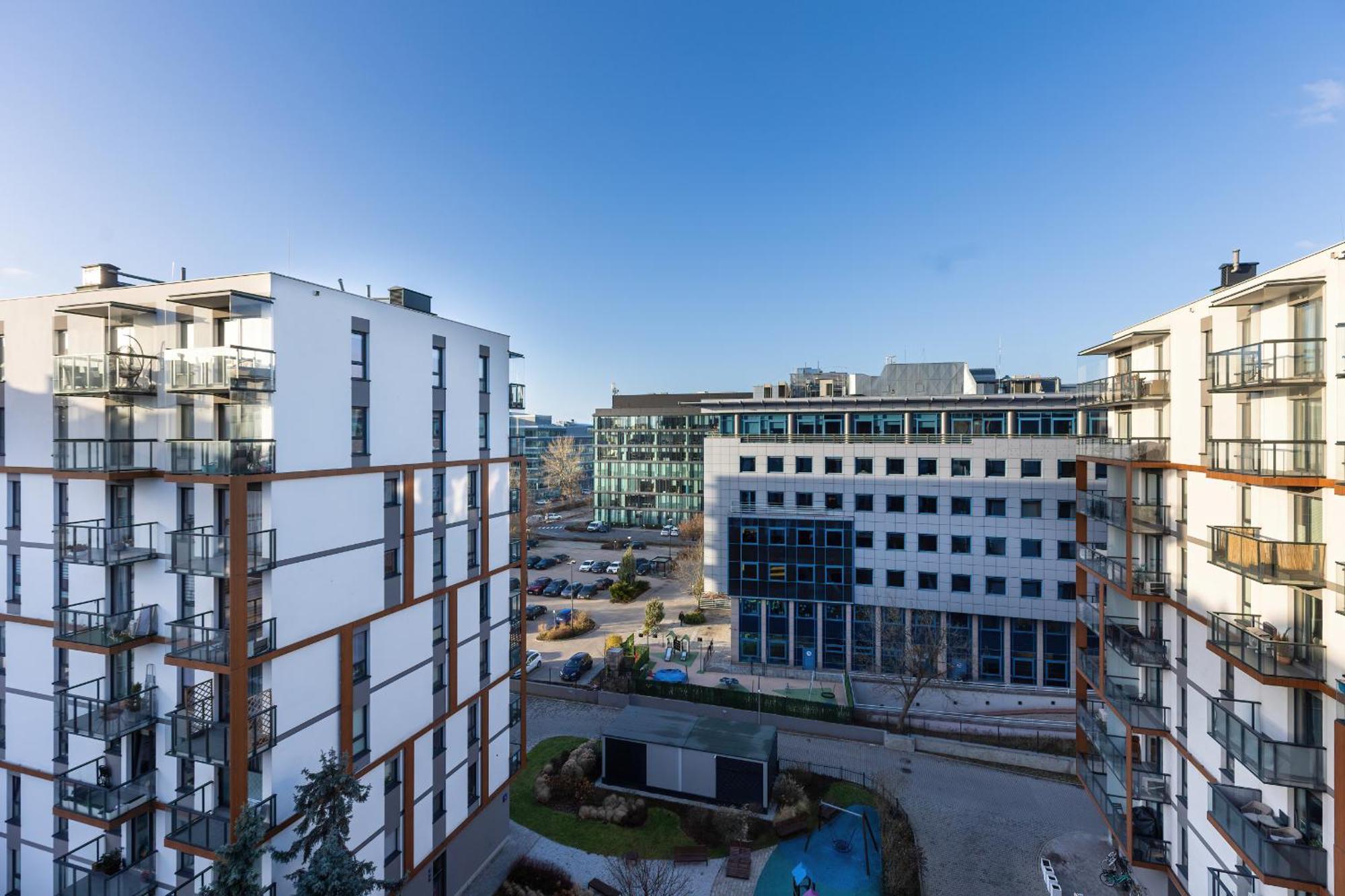 Apartament Bright Blue With Balcony, Parking And Air Conditioning In By Renters Warszawa